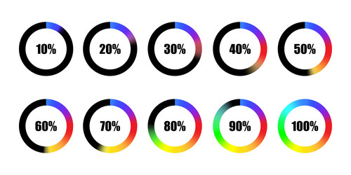 set of circular progress bar icons timer icon vector