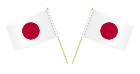 two small japanese flags isolated on white vector