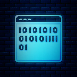 glowing neon binary code icon isolated on brick vector image