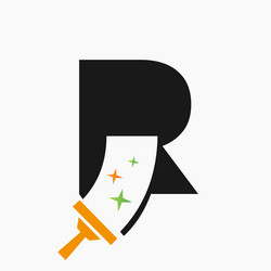 Letter r house cleaning logo concept with clean Vector Image