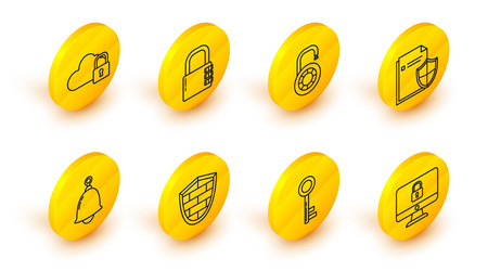 set line lock on computer monitor screen key vector image