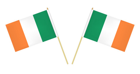 two small irish flags isolated on white vector