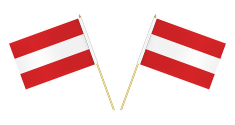 two small austrian flags isolated on white vector