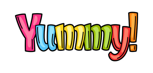 yummy cartoon phrase vector