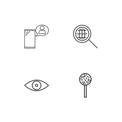 cyber security linear icons set simple outline vector image