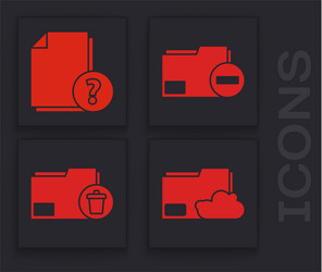 set cloud storage text document folder unknown vector image