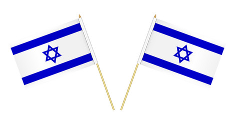 Two small israeli flags isolated on white vector