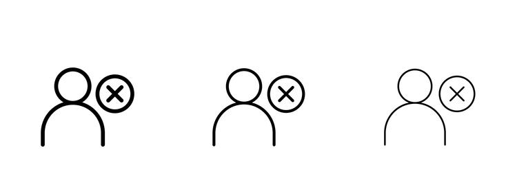 remove user icons in three different stroke lines vector image