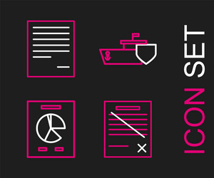 set line delete file document with graph vector image
