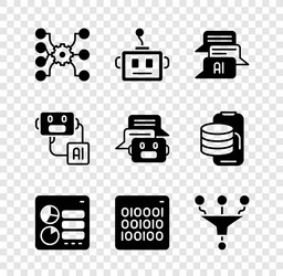 set neural network artificial intelligence robot vector image