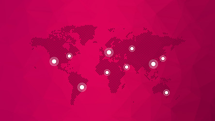 world icon with map pointers on triangle pattern vector image