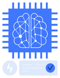 artificial neural network inside microchip vector image