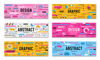 geometric memphis banners with abstract patterns vector image