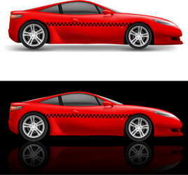 red sports car taxi on white and black background Vector Image