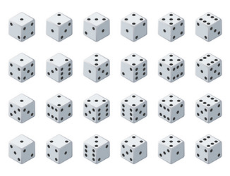 Set 24 authentic icons dice in all possible vector