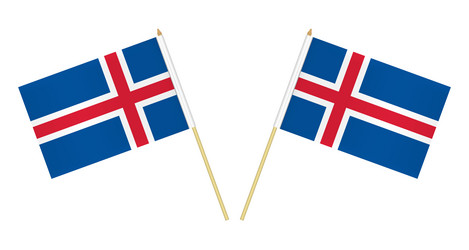 two small icelandic flags isolated on white vector