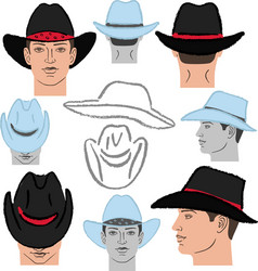 cowboy hat template and man head Vector Image