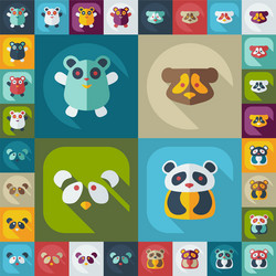flat concept set modern design with shadow pandas vector image