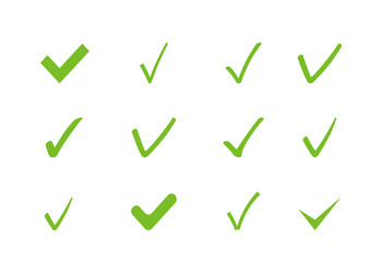 check mark set on white background ok button vector image