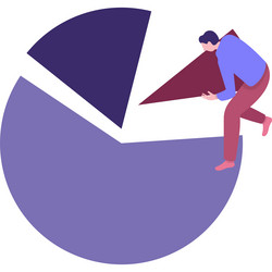 man and data statistics in piechart icon vector image