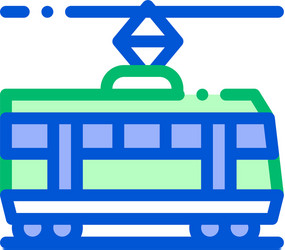 public transport tramway thin line icon vector