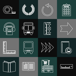 Set line ruler audio book arrow refresh bus vector
