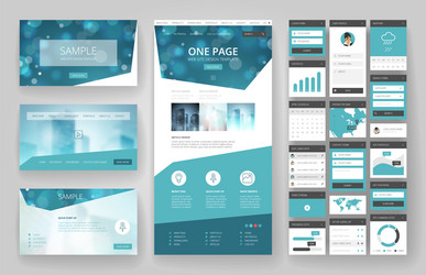 website design template and interface elements vector image