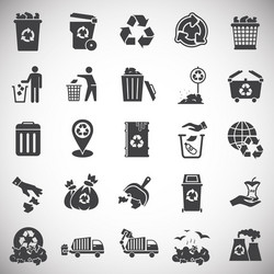 Garbage related icons set on background vector