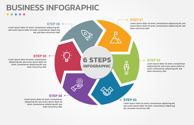 visual data presentation cycle diagram with 6 vector image