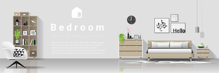 interior background with modern cozy bedroom vector