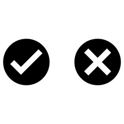 right and wrong icons in circles check mark icon vector image