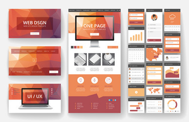 website design template and interface elements vector