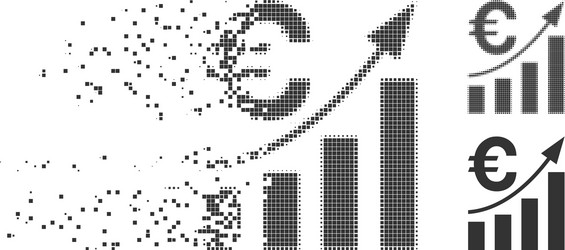 Dissolving pixel halftone euro bar chart trend vector