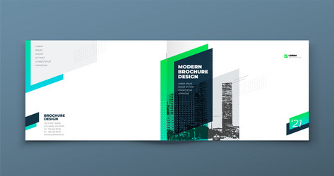 Landscape brochure design teal green corporate vector