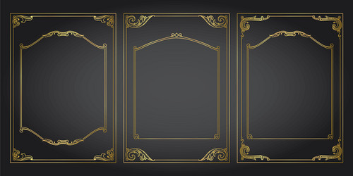 Decorative rectangle frames and borders set gold Vector Image