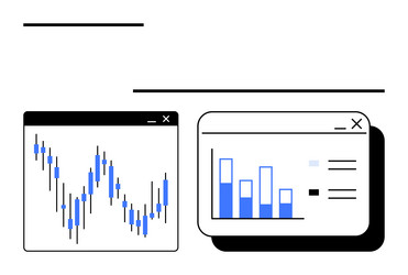 charts and graphs in browser windows demonstrating vector image