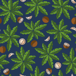 Seamless pattern with palm trees and coconuts vector