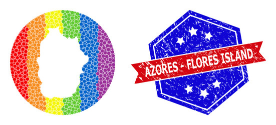 Flores Azores Map Vector Images - Spectral Dotted Map Azores Flores Island Vector 35705169 