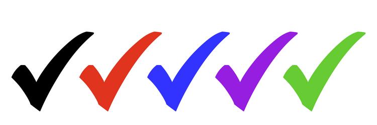 a set of five checkmarks in different colors vector image