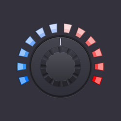 black round knob button with red and blue scale vector