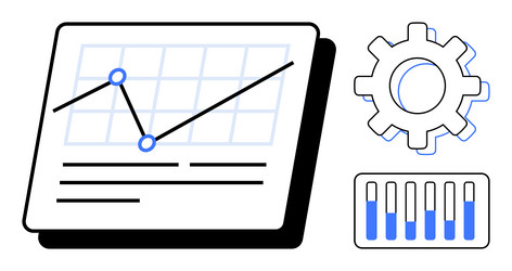 data analytics visualization with line chart gear vector image