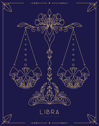 magic card with astrology libra zodiac sign Vector Image