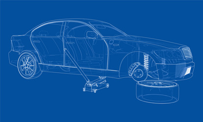 Concept car with floor jack vector