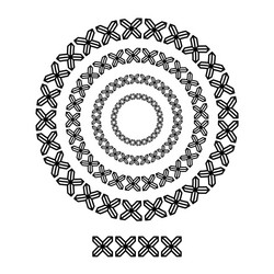 Cross brush patterns in a circle line black shape vector