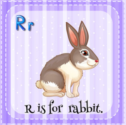 Letter r lowercase tracing pink rabbit holding Vector Image