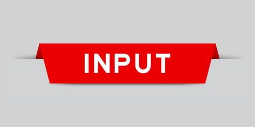 Red color inserted label with word input on gray vector