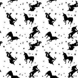 Seamless pattern with unicorns and stars design vector