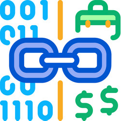 linking binary code to money icon outline vector