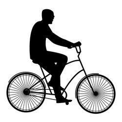 Man in black glasses riding a bike flat style vector