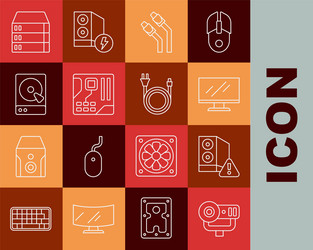 set line web camera case of computer vector image